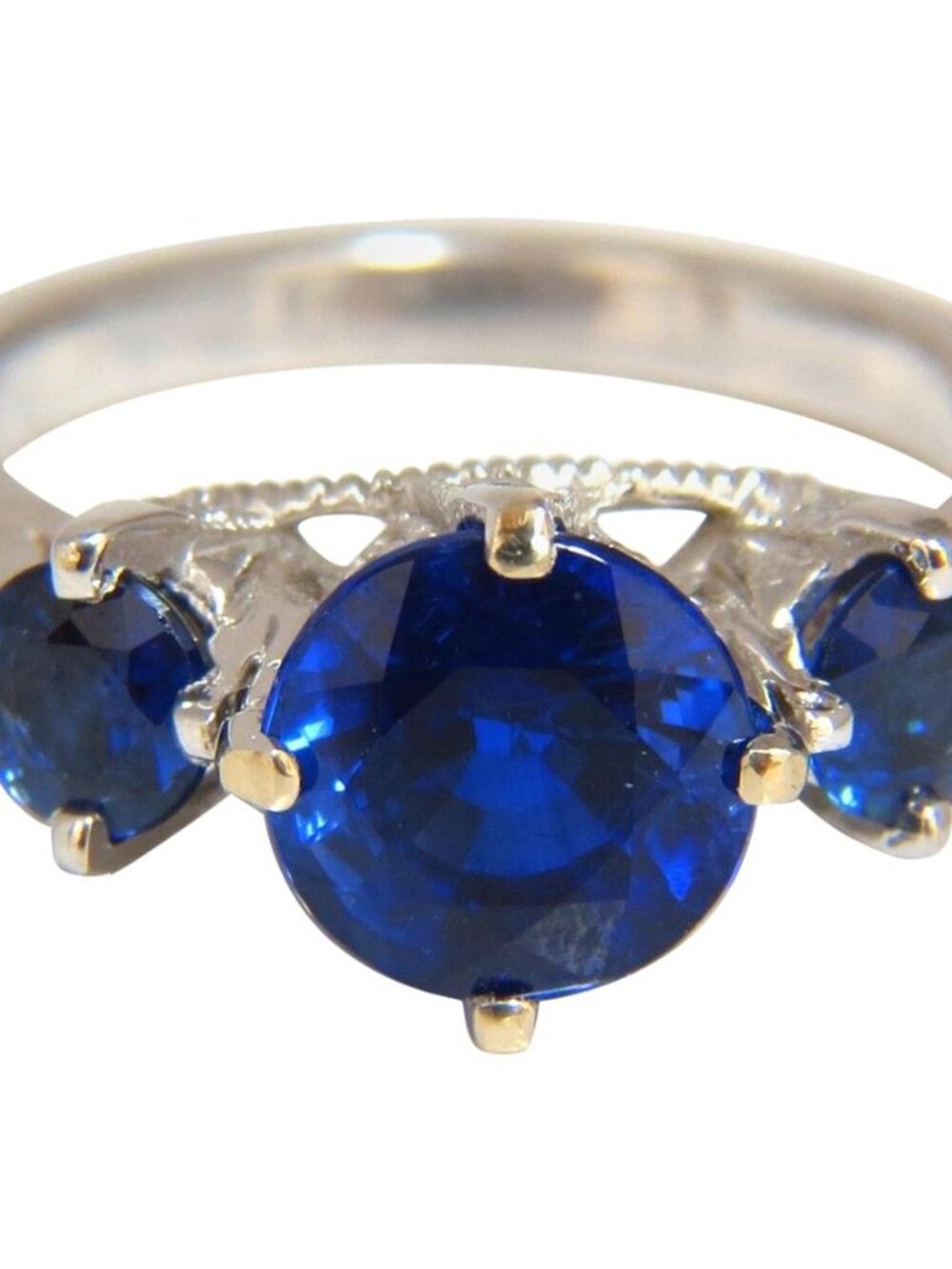 Natural Kyanite Sapphire diamonds ring 3.82ct. vivid blue 14kt*